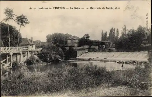 Ak Saint Julien Aube, La Seine, Le Deversoir