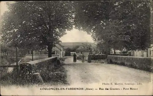 Ak Coulonges en Tardenois Aisne, Rue des Graviers, Pont Benart