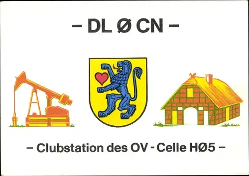 Wappen Ak QSL Karte, Funkerkarte, Clubstation des OV Celle H05, DL0CN