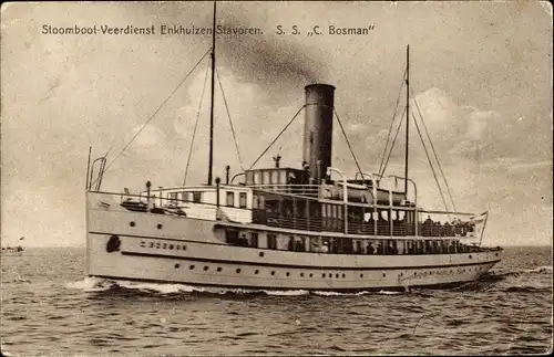 Ak SS C. Bosman, Stoomboot Veerdienst Enkhuizen Stavoren