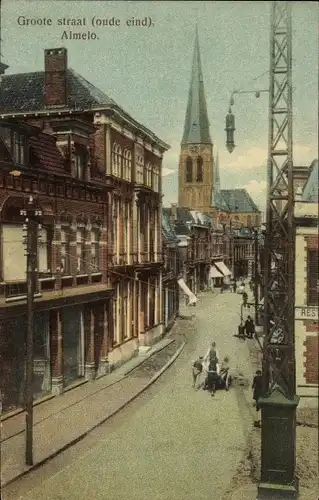 Ak Almelo Overijssel Niederlande, Groote Straat, oude eind, Kerk
