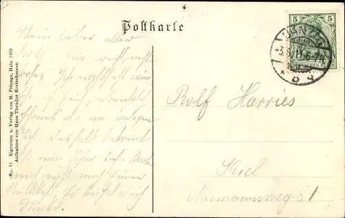 Ak Hel Hela Gdańsk Danzig, Hafenpartie mit Kirche und Ruderboot