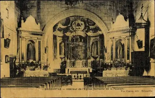 Ak Brissarthe Maine et Loire, L'Eglise, Interieur