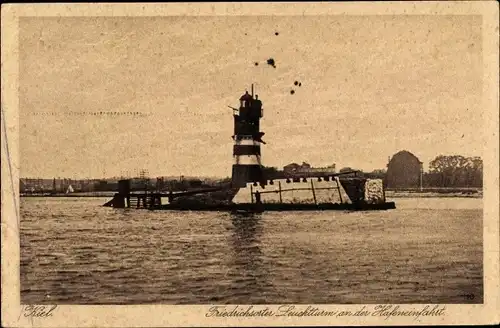 Ak Friedrichsort Kiel in Schleswig Holstein, Leuchtturm an der Hafeneinfahrt