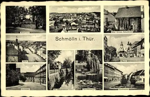 Ak Schmölln in Thüringen, Markt, Goetheplatz, Kirchplatz, Waldhaus, Markt