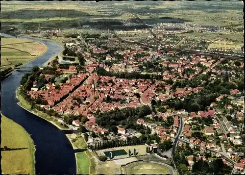 Ak Nienburg an der Weser, Luftaufnahme