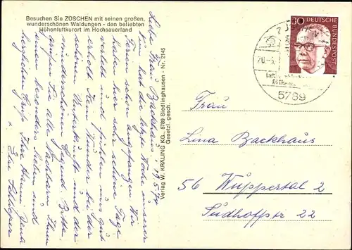 Ak Züschen Winterberg im Sauerland, Panorama