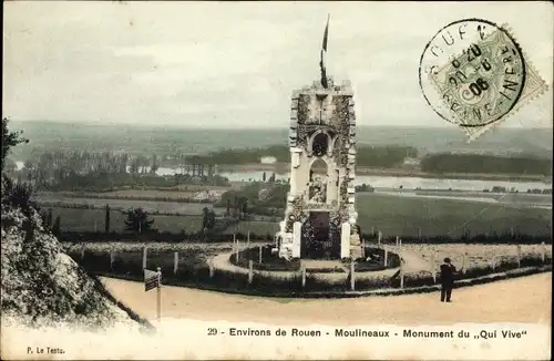 Ak Moulineaux Seine Maritime, Monument du Qui Vive