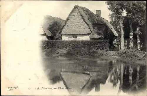 Ak Berneval Seine Maritime, Chaumiere