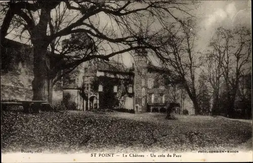 Ak Saint Point Saône et Loire, Le Chateau, Un coin du Parc