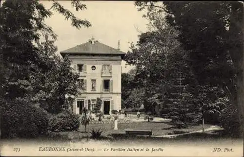 Ak Eaubonne Val d’Oise, Le Pavillon Italien et le Jardin