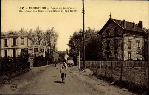 Ak Eaubonne Val d’Oise, Route de St. Gratien, Carrefour des Rues Jules Cesar et des Boers