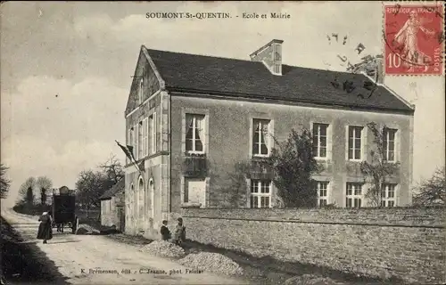 Ak Soumont Saint Quentin Calvados, Ecole et Mairie