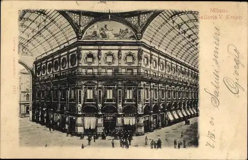 Ak Milano Mailand Lombardia, Galleria Vittorio Emanuele