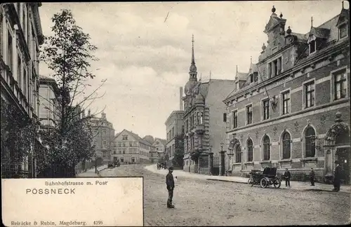 Ak Pößneck in Thüringen, Bahnhofstraße, Post