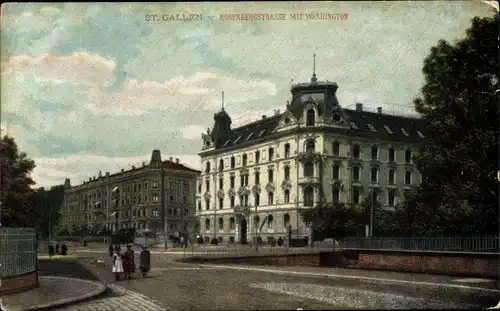 Ak Sankt Gallen Stadt Schweiz, Rosenbergstraße mit Washington