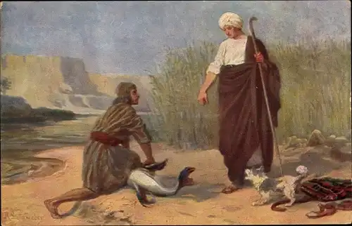 Künstler Ak Leinweber, R., Bilder aus dem Alten Testament, Tobias und der Engel, Tobias 6 6