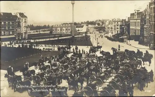 Ak Schaerbeek Brüssel, Deutsche Maschinengewehre