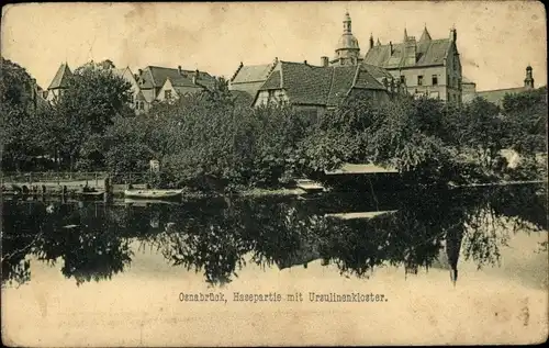 Ak Osnabrück in Niedersachsen, Hasepartie mit Ursulinenkloster