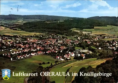 Wappen Ak Oberaula in Hessen, Gesamtansicht, Knüllgebirge