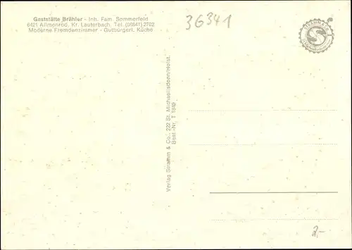 Ak Allmenrod Lauterbach in Hessen, Gaststätte Brähler, Innen- und Aussenansichten