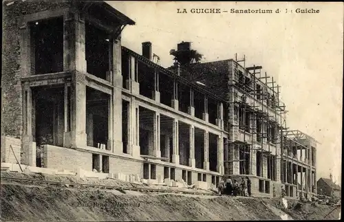 Ak La Guiche Saône et Loire, Sanatorium, Baustelle