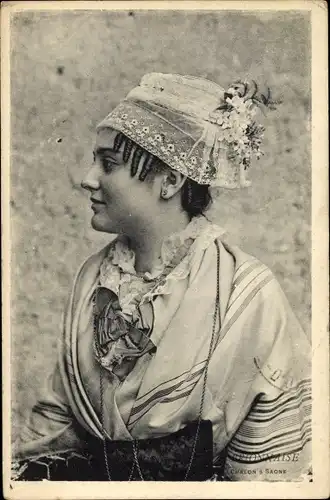 Ak Chalon sur Saône et Loire, Frau in Tracht