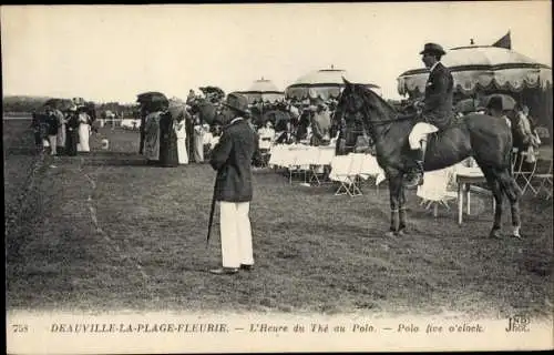 Ak Deauville La Plage Fleurie Calvados, L'Heure du Thé au Polo