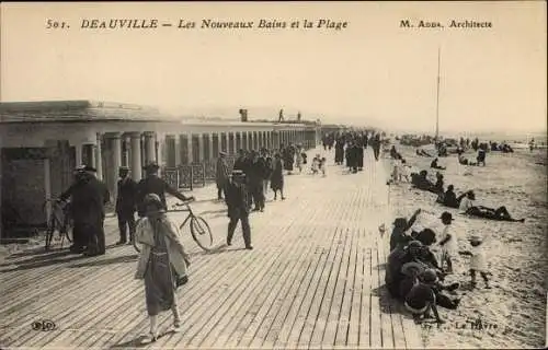 Ak Deauville Calvados, Les Nouveaux Bains et la Plage