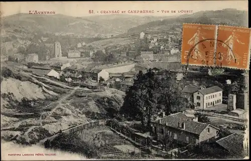 Ak Cransac Aveyron, Campagnac, Vue de l'Ouest