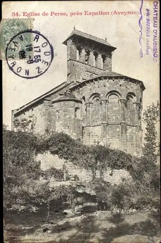 Ak Espalion Aveyron, Église Saint Hilarian Sainte Foy de Perse