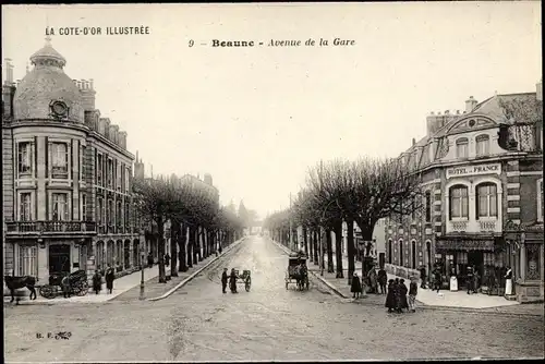 Ak Beaune Côte d’Or, Avenue de la Gare, Hotel de France
