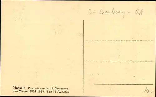 Ak Hasselt Flandern Limburg, Processie van het H. Sacrament van Mirakel