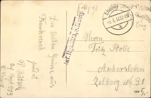 Ak Haisnes Pas de Calais, zerstörter Straßenzug, Feldpoststempel Inf.-Rgt. 393, 8. Komp.