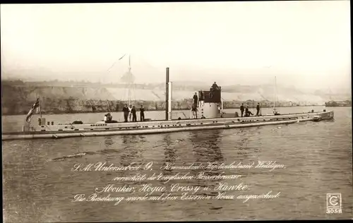 Ak Deutsches U-Boot SM U 9, Kaiserliche Marine, Turm mit Besatzung