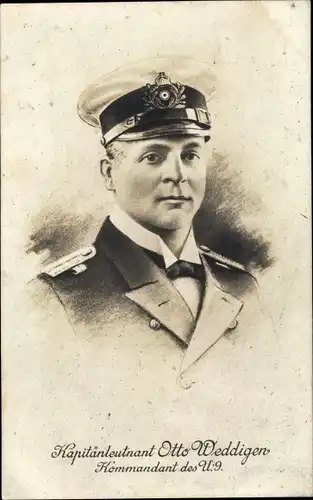 Künstler Ak Kapitänleutnant Otto Weddigen, Portrait, Kommandant der  U 9 und U 29