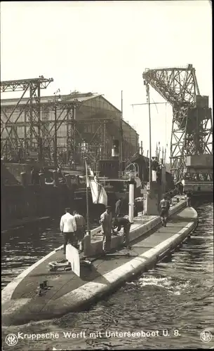 Ak Deutsches U-Boot U 8, Kruppsche Werft