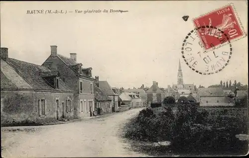 Ak Baune Maine et Loire, Vue generale du Bourg