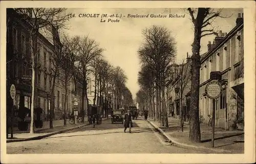 Ak Cholet Maine et Loire, Boulevard Gustave Richard, La Poste