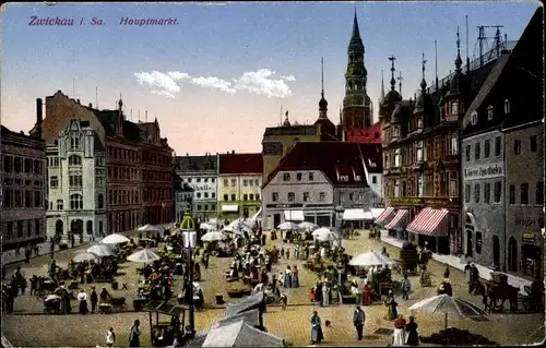 Ak Zwickau in Sachsen, Hauptmarkt