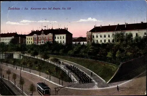 Ak Zwickau in Sachsen, Kaserne des Inf Regts No 133