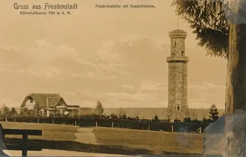 Ak Freudenstadt im Nordschwarzwald, Friedrichshöhe mit Aussichtsturm