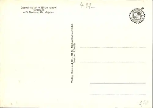 Ak Flechum Haselünne Niedersachsen, Gastwirtschaft und Einzelhandel Pohlmann, Kirche