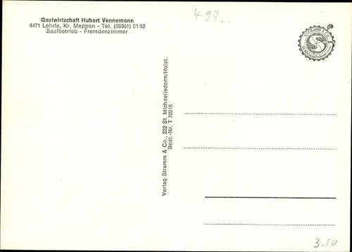 Ak Lehrte in Niedersachsen, Gastwirtschaft Hubert Vennemann, Kirche