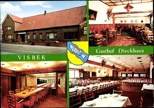 Wappen Ak Visbek in Niedersachsen, Gasthof Dieckhaus, Innenansicht