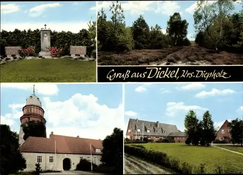 Ak Dickel in Niedersachsen, Kriegerdenkmal, Ortsansichten