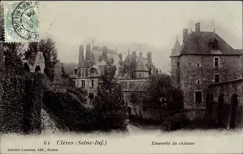 Ak Cleres Seine Maritime, Ensemble du chateau