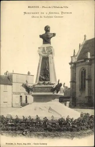 Ak Marines Val d’Oise, Place de L'Hotel de Ville, Monument de L'Amiral Peyron