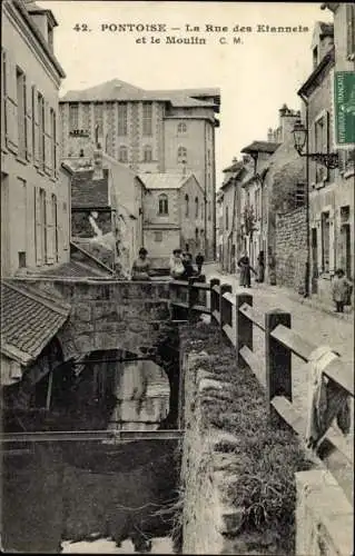 Ak Pontoise Val d'Oise, Rue des Etannets et le Moulin