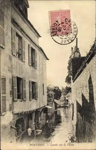 Ak Pontoise Val d'Oise, Lavoir sur la Viosne